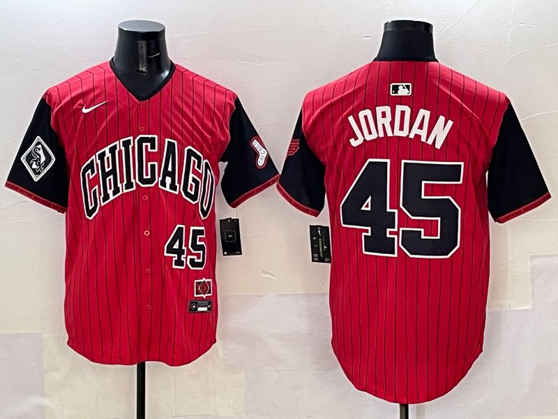 Men Chicago White Sox #45 Jordan Red Stripe Joint Name 2025 Nike MLB Jersey style 10